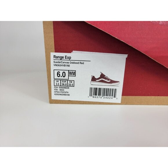 Vans Range Exp Suede Canvas Shoes Sneakers Womens Size 6 Red White VN0A5HVB1N0 - Picture 2 of 10